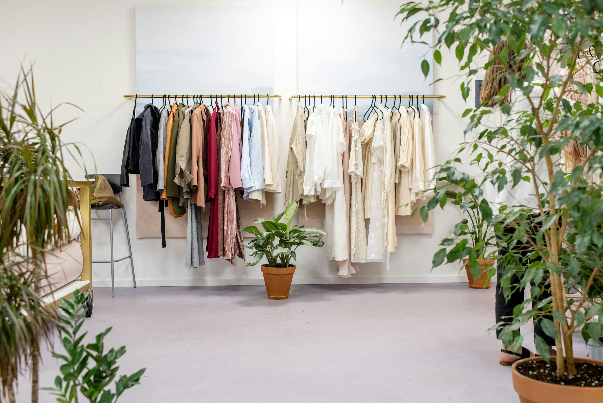 pexels-photo-3965545-3965545 Chic fashion boutique showcasing vibrant clothing collection with lush indoor plants.